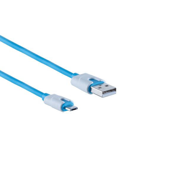 S-Conn USB Ladekabel, USB-A-Stecker auf USB Micro B Stecker, blau, 0,3m, 14-50001