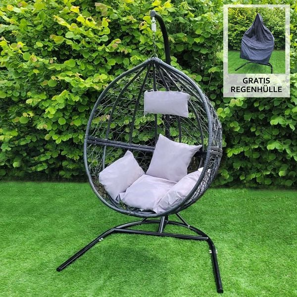 Monster Polyrattan Hängesessel Schwarz, 27977