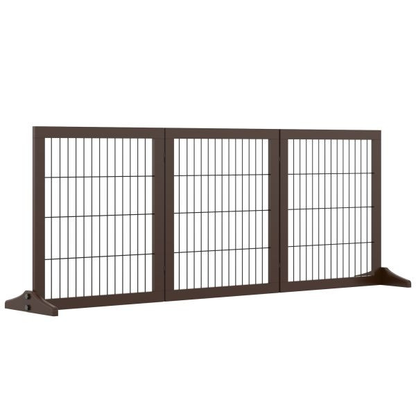 PawHut Absperrgitter für Hunde Schutzgitter Hundegitter Treppengitter Hundeabsperrgitter Türschutzgitter Kiefernholz Braun 185 x 36 x 71 cm, D06-080