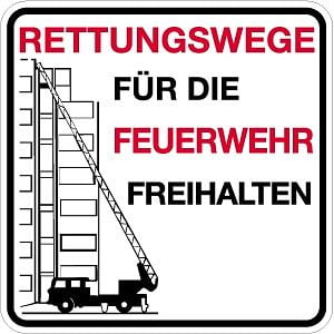 Moedel Rettungswege für die Feuerwehr freihalten, Alu, 500x500 mm, 60299