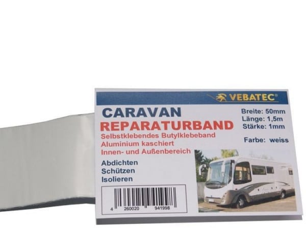 Vebatec Caravan Reparaturband Aluminium, Farbe: weiss, 50mm x 1,5mm, 163