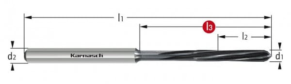 Karnasch VHM-Micro-Präzisionsreibahle HPC d= 2,98+0,004/L3=35 /Z=6 Schaft HA linksspirale, rechtsschneidend, 2214520298