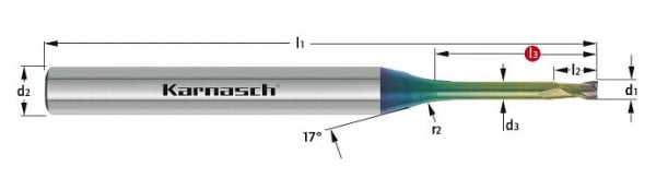 Karnasch VHM-Micro Schaftfräser HSC/HPC d= 1,0/L3=20,0 mm NHC-7000, 3062020100200