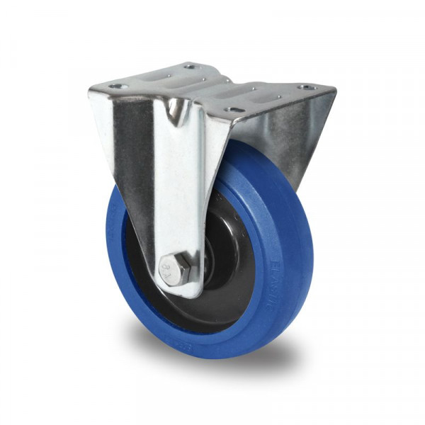 Cascoo Bockrolle, Cascoo Premium, Ø 125 mm, Elastik-Reifen in blau, Mittiges Kugellager, FPP35WC125R4E1B34