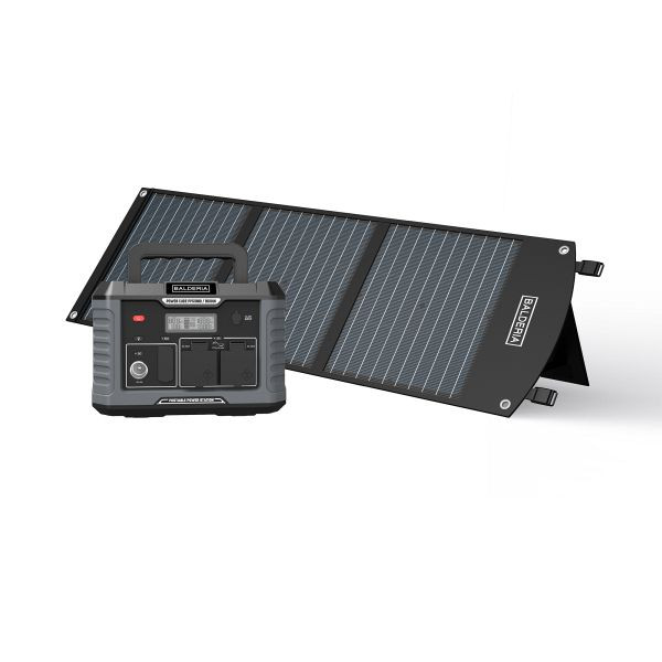 BALDERIA Power Set PS1000-60 Mobiler Stromerzeuger/Stromspeicher/Solar-Generator: Tragbare Powerstation 1000W + Solarpanel 60W, PPS1000-SP60