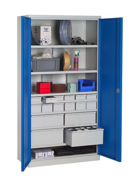 SOFAME ausgestatteter Werkstattschrank 1000x500x1950mm, 6 Schubladen + 6 Schubladen + 2 Schubladen + 2 Schubladen + 7 Fachböden, Himmelblau, W030090027GCBI