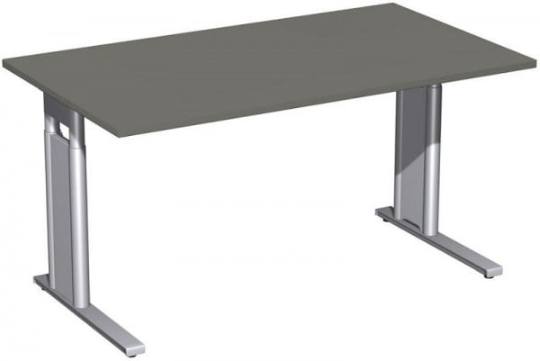 geramöbel Schreibtisch höhenverstellbar, C Fuß Blende optional, 1400x800x680-820, Graphit/Silber, N-647145-GS