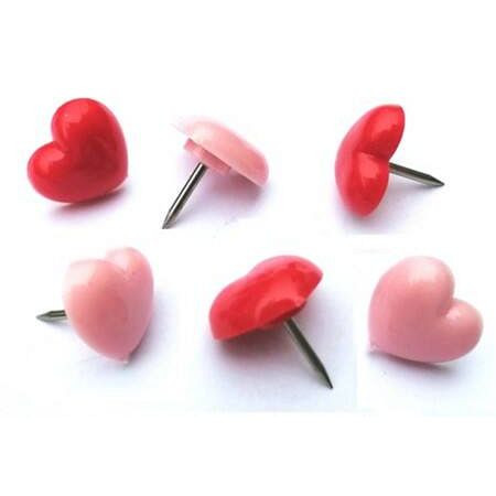Twinco TWIN Heart Push Pins für Korkpinnwände, Rot Rosa, VE: 40 Stück, 1756