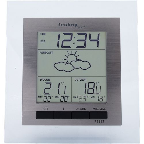 Technoline Wetterstation, DCF-77 Funkuhr mit manueller Einstelloption, Abmaße: 124 x 130 x 29 mm, WS 9136