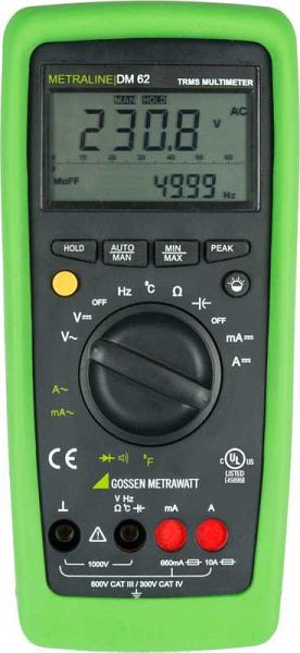 Gossen Metrawatt TRMS Digital-Multimeter mit Analog-Bargraph und Temperaturmessung METRALINE DM 62, M197A