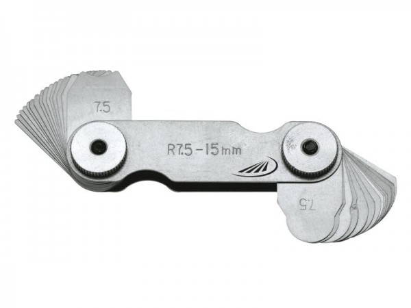 HELIOS PREISSER Radienschablone, INOx, 16 Blatt, Messbereich 7,5 - 15,0 mm, 604204