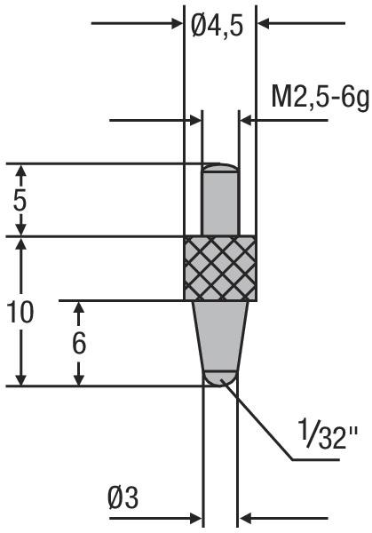 HELIOS PREISSER Messeinsatz, M2, 5mm, Kugeleinsatz, 1/32", 710193