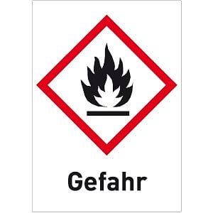 Moedel Entzündbar (GHS 02) Gefahr, Folie, 52x74 mm, VE: 10 Stück/Bogen, 56359