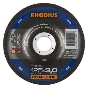 Rhodius PROline FTK33 Freihandtrennscheibe, Durchmesser [mm]: 125, Stärke [mm]: 3, Bohrung [mm]: 22.23, VE: 25 Stück, 200891