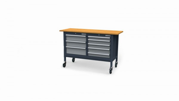 Simplaflex Mobile Kastenwerkbank, mit 2 Gehäuse, insgesamt 8 Schubladen rechts und links, B x T x H 1500 x 600 x 960 mm, CL6635MKW15