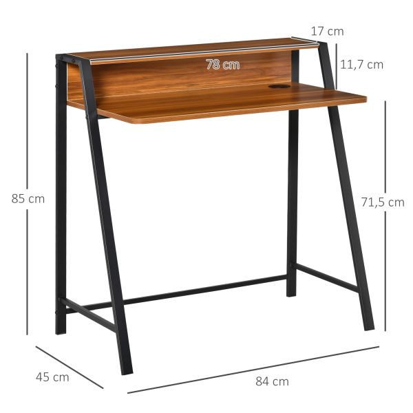 HOMCOM Schreibtisch Computertisch Bürotisch Arbeitstisch mit Ablagefach Kabeldurchlass Metall Walnuss 84 x 45 x 85 cm, 836-055