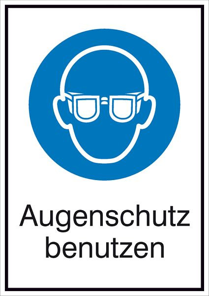 SafetyMarking Gebots-Kombischild, Augenschutz benutzen, BxH 13,1x18,5 cm, Folie, selbstklebend, 21.A7040