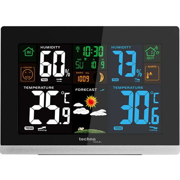 Technoline Wetterstation, DCF-77 Funkuhr mit manueller Einstelloption, Abmaße: 157 x 115 x 40 mm, WS 6462