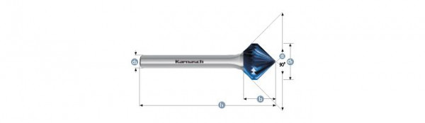 Karnasch Hartmetall-Frässtift Blue-Tec beschichtet KSK/KSK d1= 16,0 / l2= 15 / d2= 6 / l1= 66mm Combi+Form, 116063100