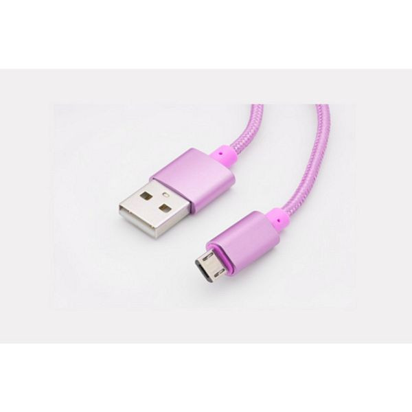 S-Conn USB-Lade- und Synckabel USB A Metall-Stecker auf USB micro B Metall-Stecker, Nylon pink, 1,2m, 33091-P