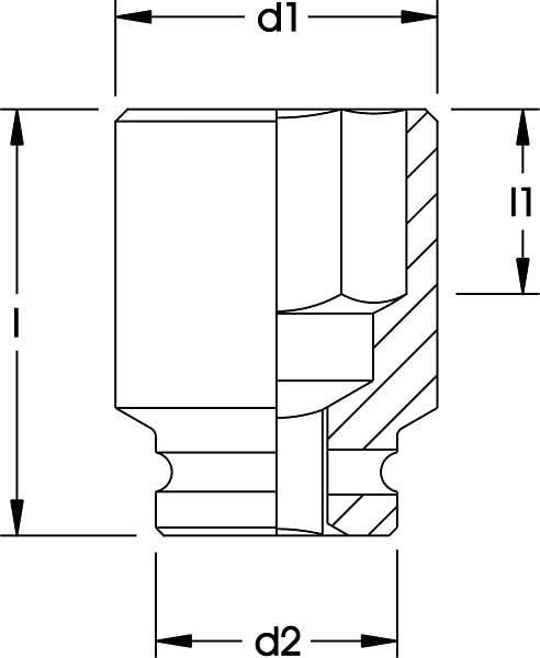 ELORA Kraftschrauber-Einsatz 3/4", 6-kant, 791-17 mm, 0791000175100