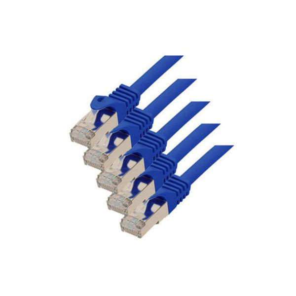 S-Conn RJ45 Patchkabel S/FTP, PIMF, Rohkabel CAT 7 Halogenfrei VE: 5 Stück, blau, 1,0m, 75511-B-SET5