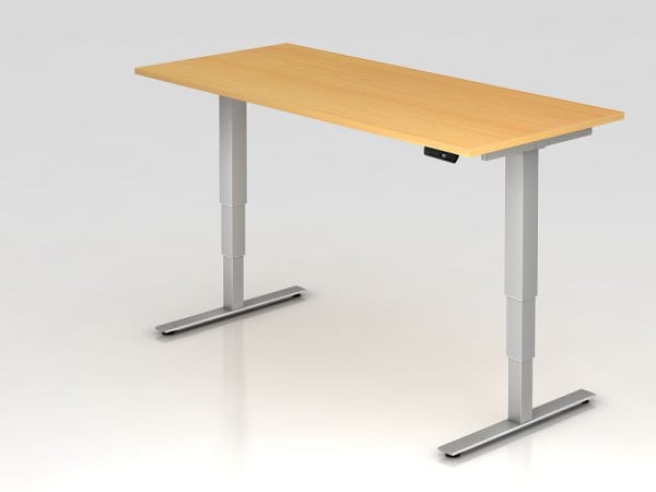 Hammerbacher Sitz-Steh-Schreibtisch elektrisch 180x80cm Buche, Arbeitshöhe 63,5 -128,5 cm, VXDSM19/6/S