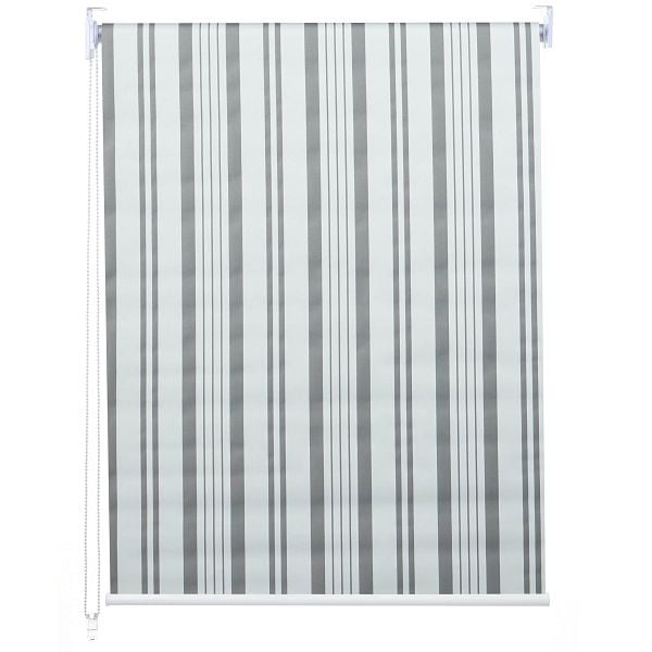 Mendler Rollo HWC-D52, Fensterrollo Seitenzugrollo Jalousie, 100x230cm Sonnenschutz Verdunkelung blickdicht, grau/weiß, 63454