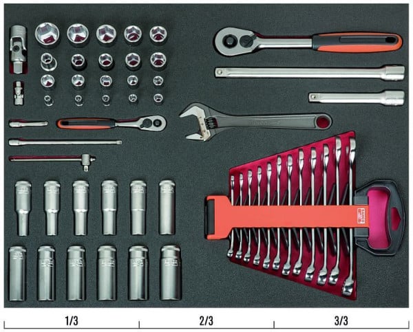 Bahco 3/3 Einlage, Schraubenschlüssel & Steckschlüssel-Einsätze, 54-teilig, FF1A39