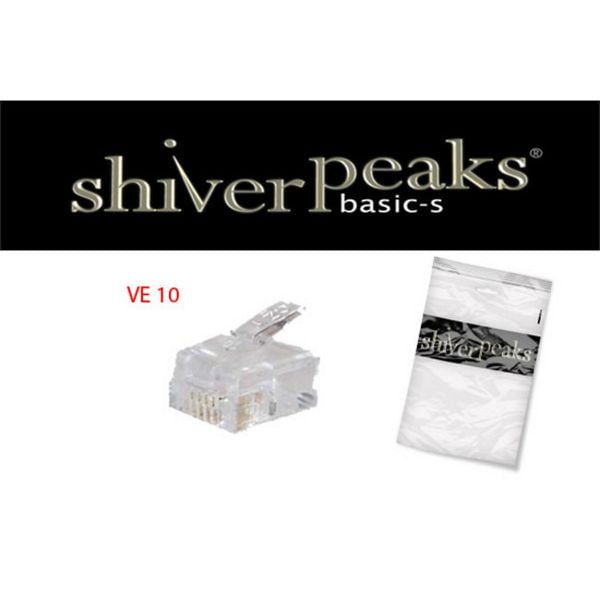 shiverpeaks BASIC-S, Netzwerk Modular-Stecker RJ11 6polig, 4 Kontakte belegt, für Rundkabel, vergoldete Kontakte, VE: 10 Stück, BS72040-R10