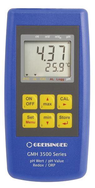 Greisinger GMH 3551 pH-/Redox-/Temperatur-Messgerät mit Datenlogger, ohne Zubehör, 602817