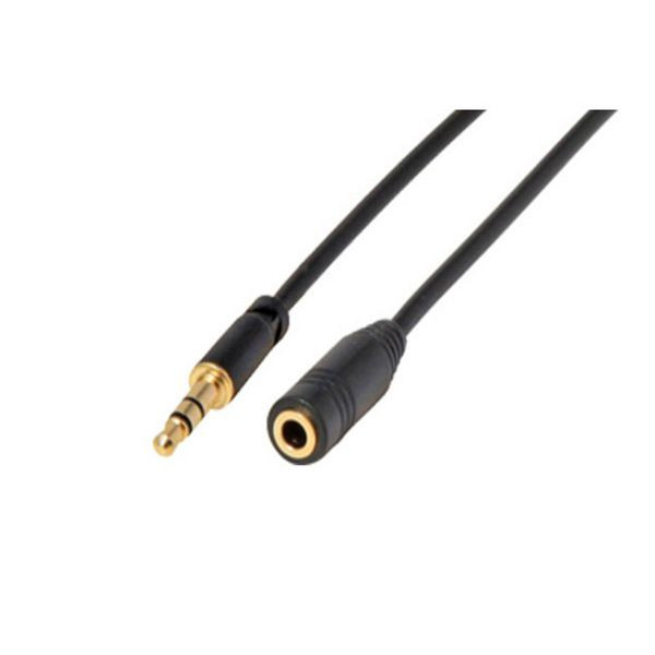 S-Conn Super Slim Klinkenverlängerung, 3,5mm Stereo Mini-Stecker auf 3,5mm Stereo Mini-Kupplung, vergoldete Kontakte, Rundkabel, schwarz, 1,5m, 33982-S