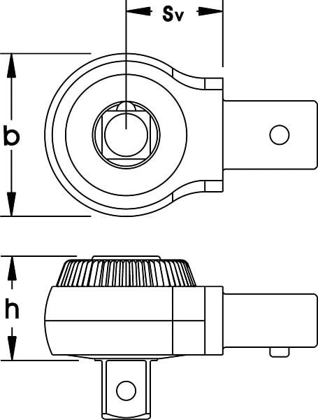 ELORA Einsteck-Umschaltknarre, feinverzahnt 1/4", 9x12 mm, 2072-1, 2072000010000