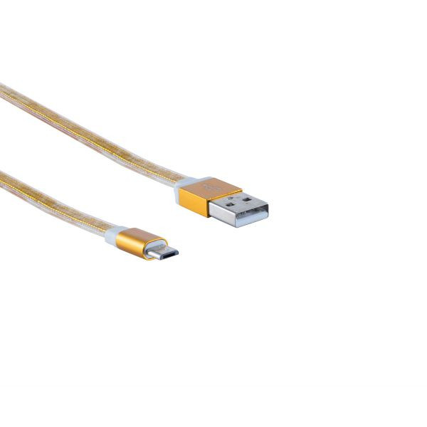 shiverpeaks BASIC-S, USB Ladekabel, USB-A-Stecker auf USB Micro B Stecker, flach, ALU gold, 0,9m, BS14-50050