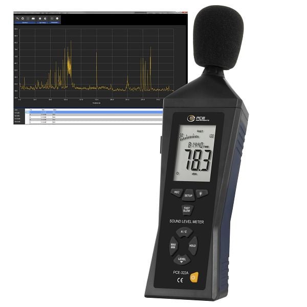 PCE Instruments Schallpegelmessgerät, Messfunktionen HOLD, MAX, MIN, PCE-322ALEQ