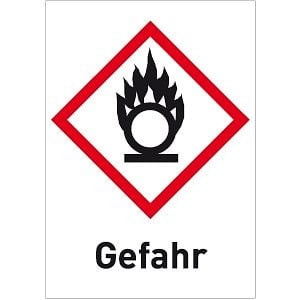 Moedel Oxidierend (GHS 03) Gefahr, Folie, 26x37 mm, VE: 12 Stück/Bogen, 56377