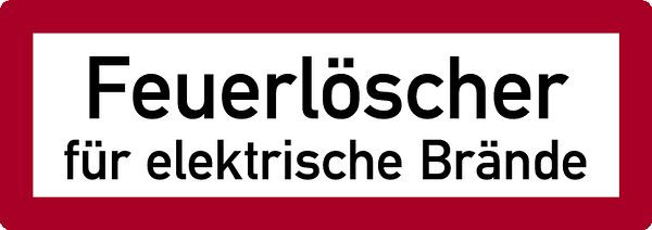 Schilder Klar Brandschutzzeichen Feuerlöscher für elektrische Brände, 148x52 mm Folie selbstklebend, 7920/60