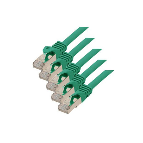 S-Conn RJ45 Patchkabel S/FTP, PIMF, Rohkabel CAT 7 Halogenfrei VE: 5 Stück, grün, 1,0m, 75511-G-SET5