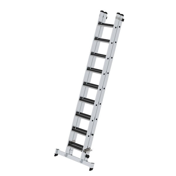 Munk Günzburger Steigtechnik Stufen-Schiebeleiter 2-teilig mit nivello-Traverse und clip-step R13 2x9, 040673