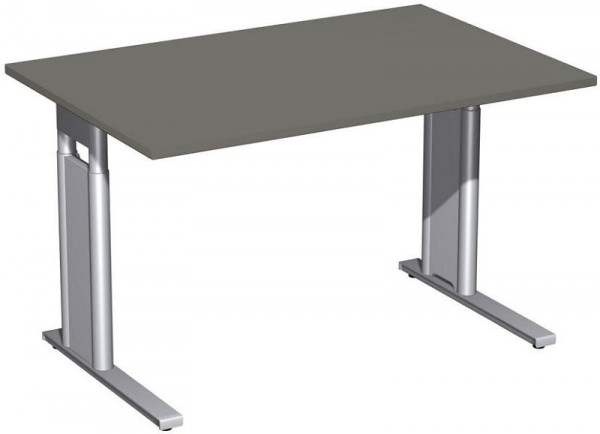 geramöbel Schreibtisch höhenverstellbar, C Fuß Blende optional, 1200x800x680-820, Graphit/Silber, N-647102-GS