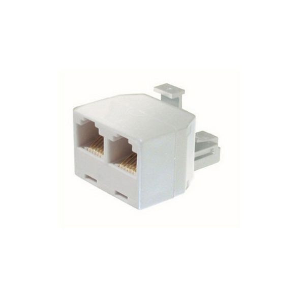 S-Conn Western-Stecker 6/4 auf 2 Western-Kupplung 6/4, Festadapter, weiß, 71230W