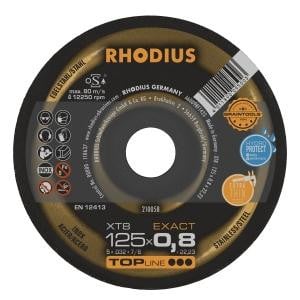 Rhodius TOPline XT8 EXACT Extradünne Trennscheibe, Durchmesser [mm]: 125, Stärke [mm]: 0.8, Bohrung [mm]: 22.23, VE: 50 Stück, 210058