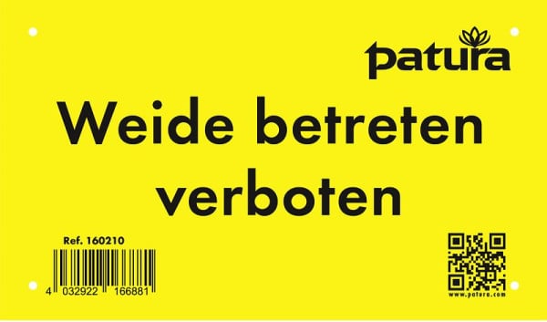 Patura Warnschild "Weide betreten verboten" Kunststoff, 160210