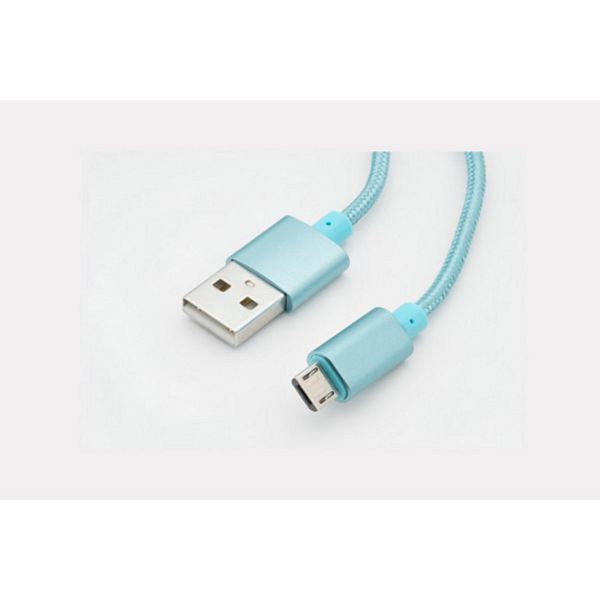 S-Conn USB-Lade- und Synckabel USB A Metall-Stecker auf USB micro B Metall-Stecker, Nylon blau, 1,2m, 33091-B