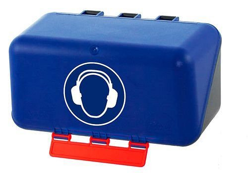 DENIOS Minibox zur Aufbewahrung von Gehörschutz, blau, 119581