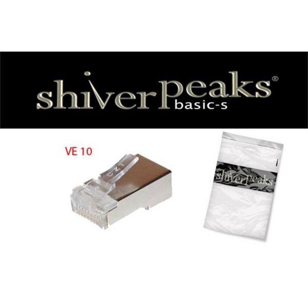 shiverpeaks BASIC-S, Netzwerk Modular-Stecker RJ45 8polig, 8 Kontakte belegt, geschirmt, vergoldete Kontakte, VE: 10 Stück, BS72052-10