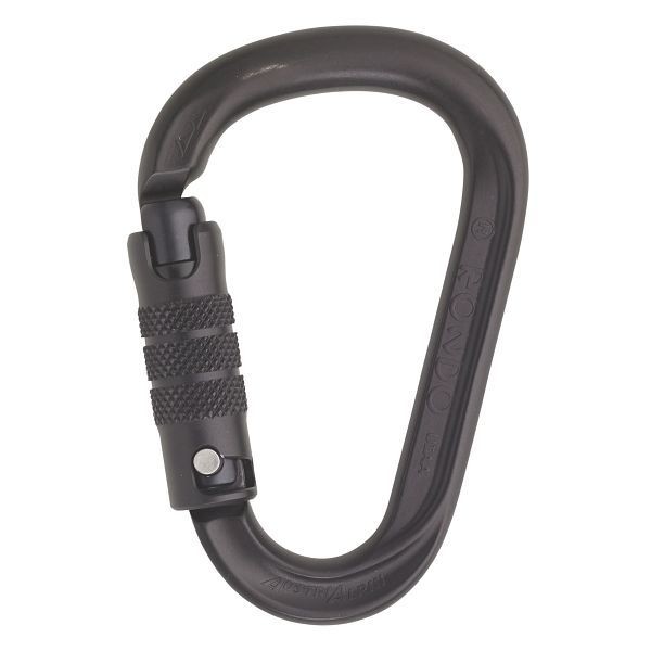 AustriAlpin Karabiner HMS RONDO 3-Wege-Autolock, eloxiert, mattschwarz, VE: 40 Stück, KR35B3-X