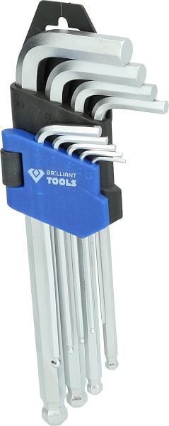 Brilliant Tools Winkelstiftschlüssel-Satz, 9-teilig, Innensechskant-Profil, kurz, BT045009