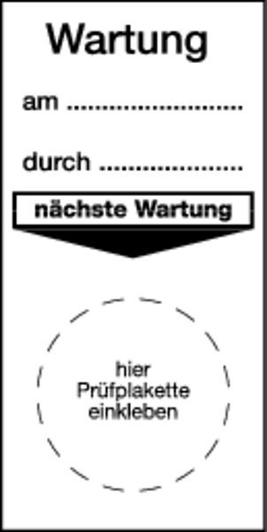 Schilder Klar Grundplakette Wartung am ... durch, 40x80 mm Folie selbstklebend, VE: 40 Stück, 7/31