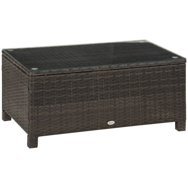 Outsunny Garten Beistelltisch Couchtisch Gartentisch Balkontisch PE-Rattan, 01-0721